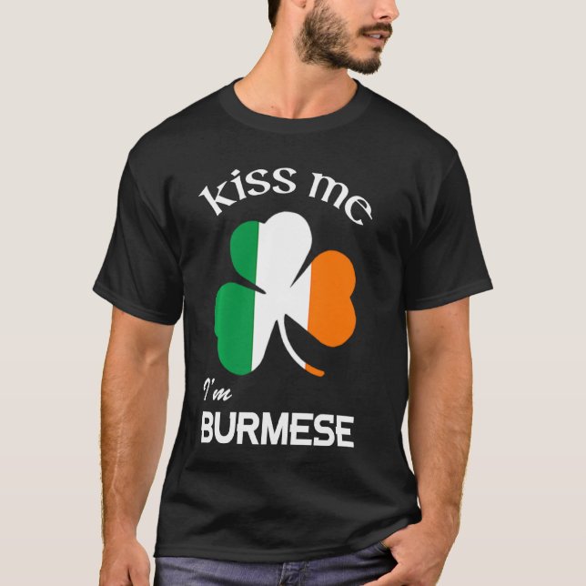 T-shirt Kiss Me I M Birman Shamrock Birmanie St Patrick S  (Devant)