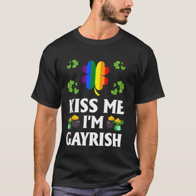 T-shirt Kiss Me I M Gayrish Gay Lgbt Pride Funny St Patron (Devant)