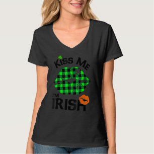 T-shirt Kiss Me I M Irlandais Buffalo Plaid Lièvres Clover