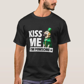 T-shirt Kiss Me I m Pawsome Golden Lab Retriever St Patron