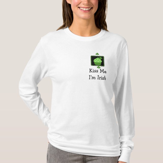 T-shirt Kiss Me I m'm Irish - Green Cupcake with Saying (Devant)
