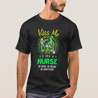 T-shirt Kiss Me I'm A Nurse Irish St Patrick's Day Gnome S