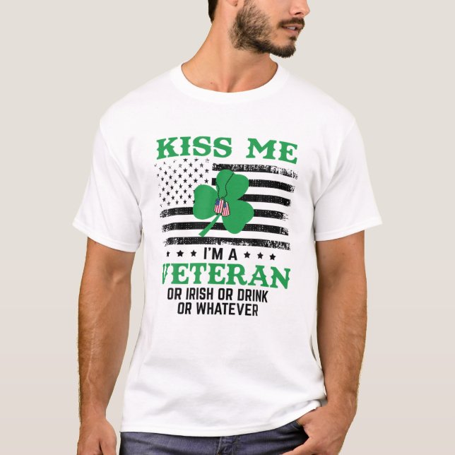 T-shirt Kiss Me I'm A Veteran Irish St Patrick's Day (Devant)