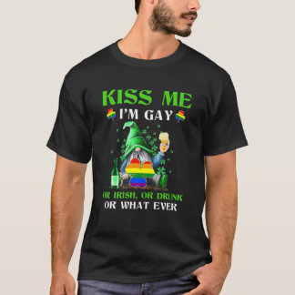 T-shirt Kiss Me Im Gay Drune Gnome Garden LGBT Irish St Pa