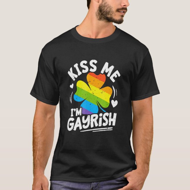 T-shirt Kiss Me I'm Gayrish St Patrick's Day Gay Prides Sh (Devant)