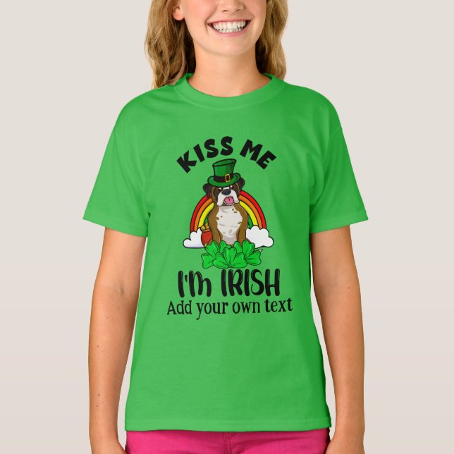 T-shirt Kiss Me I'm Irish, Funny St. Patrick's Day Puppy (Devant)