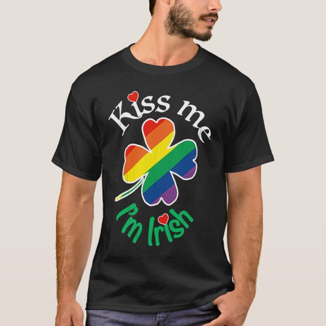 T-shirt KISS ME I'M IRISH St Patricks Day Gay LGBTQ Rainbo (Devant)