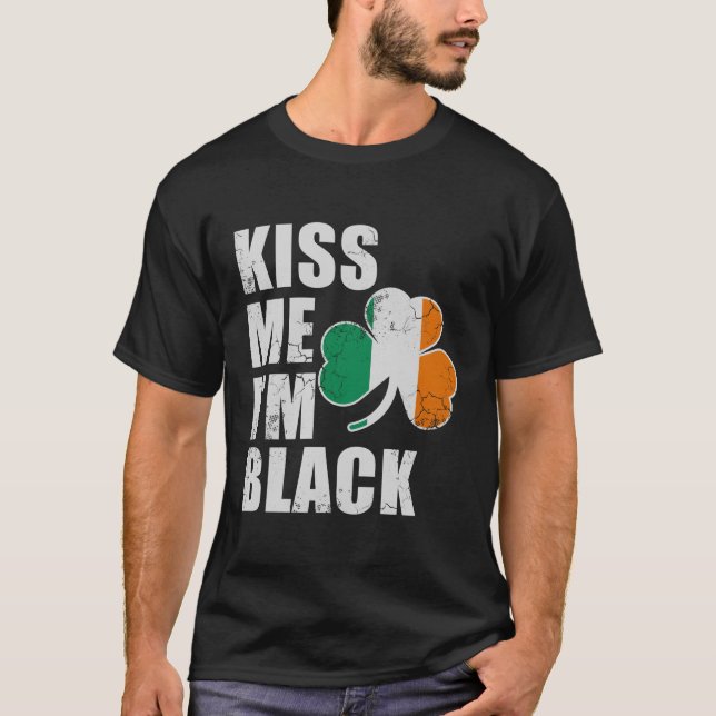 T-shirt Kiss Me Im Noir St patrick irlandais Afrique Améri (Devant)