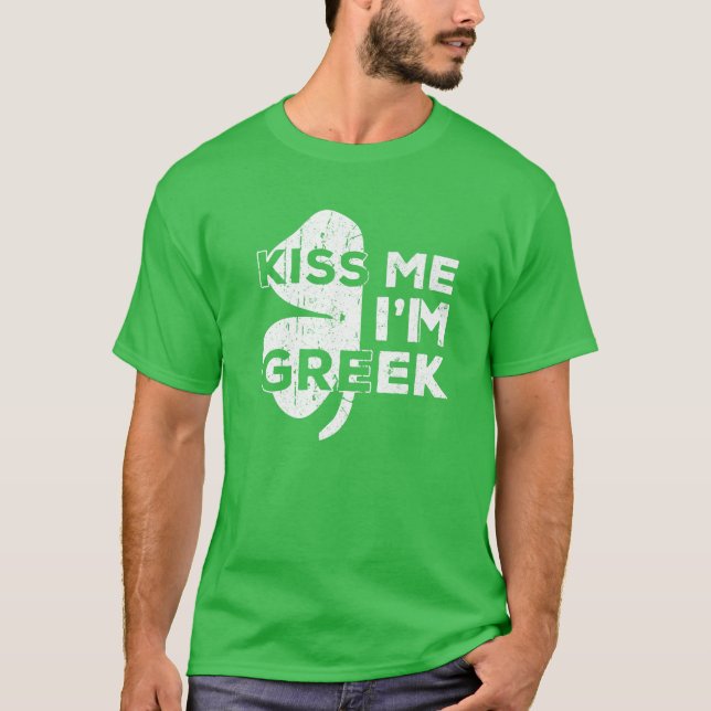 T-shirt Kiss Me Je suis Grec Saint Patrick Day Cadeau (Devant)