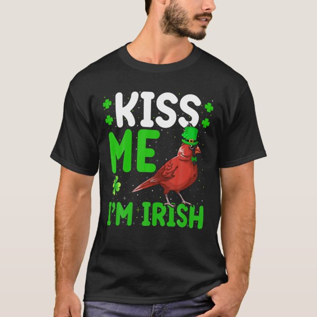 T-shirt Kiss Me Je suis Irlandais Cardinal Bird St. Patri (Devant)