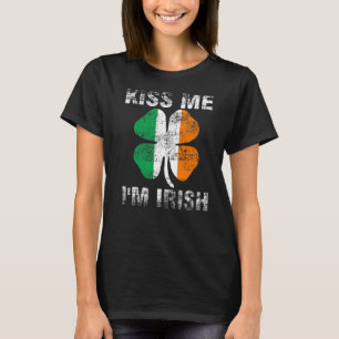 T-shirt Kiss Me Je suis Irlandais Drapeau Saint Patrick Sh