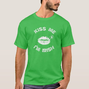 T-shirt Kiss Me Je suis Irlandais Shamrock-Vert Funny Sain