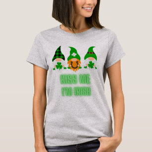 T-shirt Kiss Me Je suis Irlandais St. Patrick's Day Gnome 