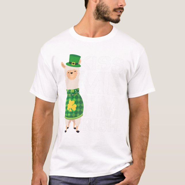 T-shirt Kiss Me Je suis Irlandais St Patrick's Day Llama (Devant)
