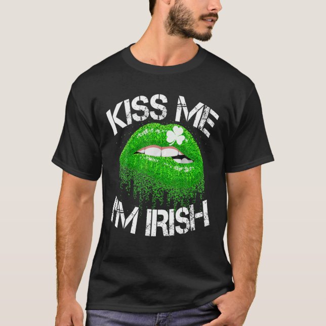 T-shirt Kiss Me Je suis Irlandais St Patrick's Day Saint P (Devant)