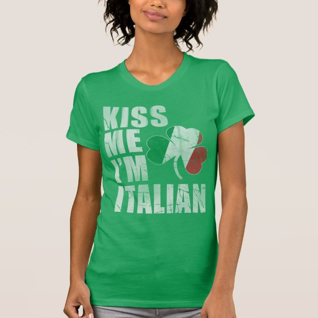 T-shirt Kiss Me Je suis Italien St Patrick's Day (Devant)