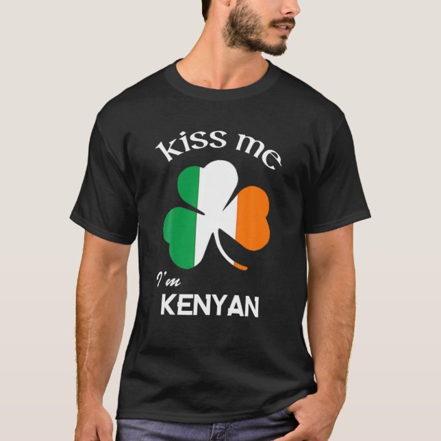 T-shirt Kiss Me Je suis Shamrock kenyan Kenya St. Patrick' (Devant)