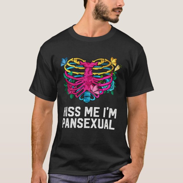 T-shirt Kiss Me Pansexual LGBTQ Pan Pride  Party (Devant)