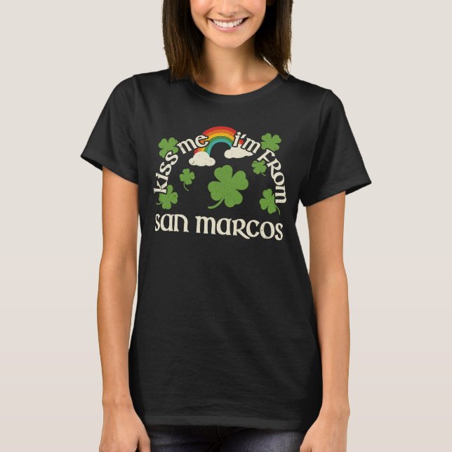 T-shirt Kiss Me Shamrock  City St Patrick's Day San Marcos (Devant)