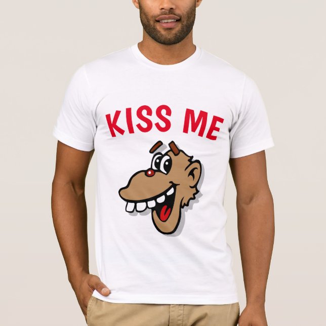 T-shirt KISS ME, singe, ajouter du texte d'édition, (Devant)