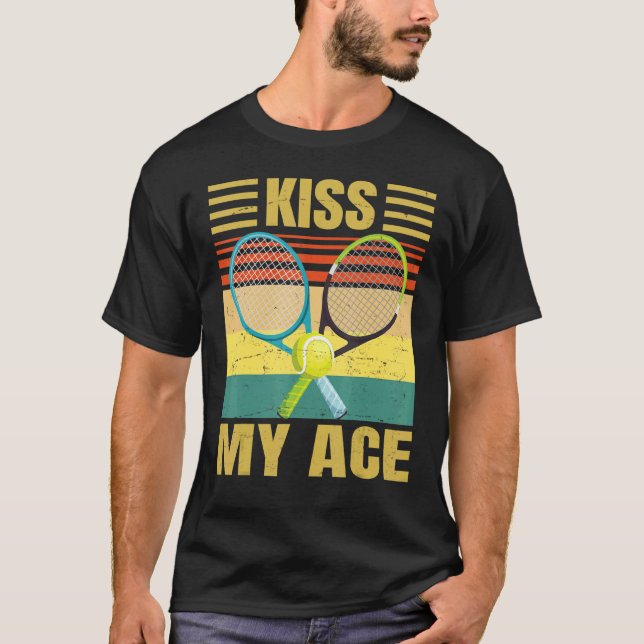 T-shirt Kiss My Ace Tennis Player Retro Sarcasme (Devant)