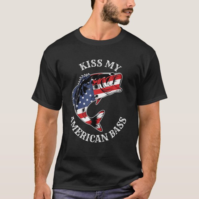T-shirt Kiss My American Bass - Funky Fishing Redneck Part (Devant)