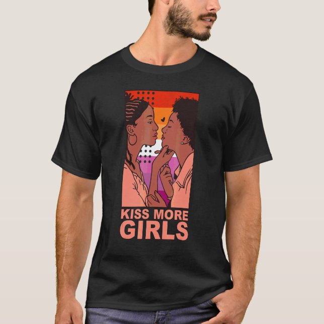T-shirt Kiss Plus Filles Lesbiennes Noires Femmes mignonne (Devant)