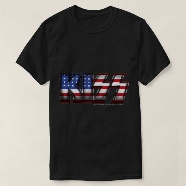 T-shirt KISS ® rock band - Metal USA Flag Classic T- (Design devant)