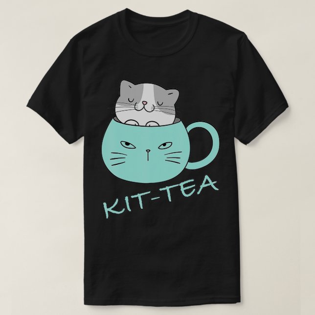 T-shirt Kit Amoureux des chats Thé Cute Et Chat Drôle (Design devant)