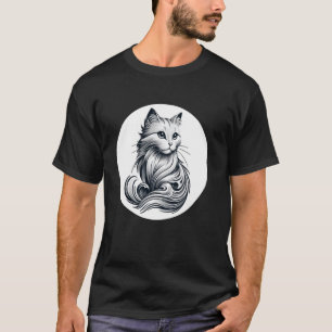 T-shirt Kit Classique Art Silhouette Amateur de Chatons Mi