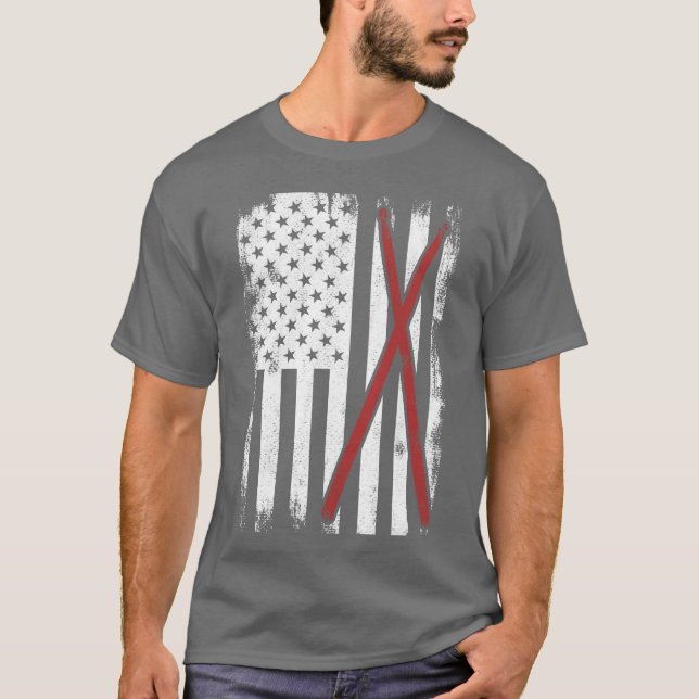 T-shirt Kit de batterie drapeau USA ami (Devant)