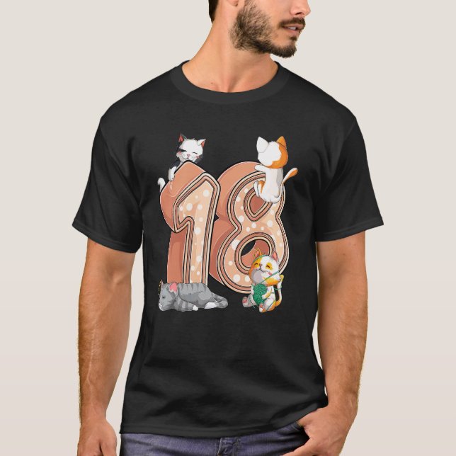 T-shirt Kit de fête d'anniversaire 18 ans pour chat (Devant)