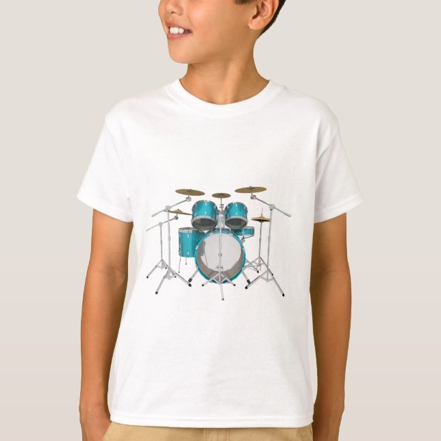 T-shirt Kit de tambour d'Aqua/turquoise : (Devant)