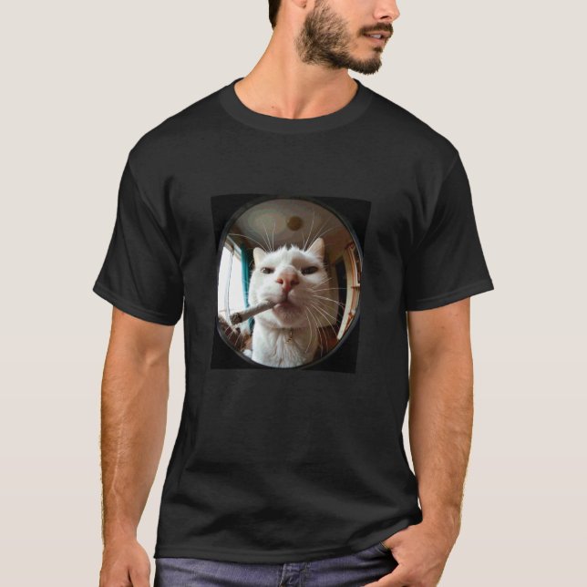 T-shirt Kit de visionneuse de porte pour chat fumant drôle (Devant)