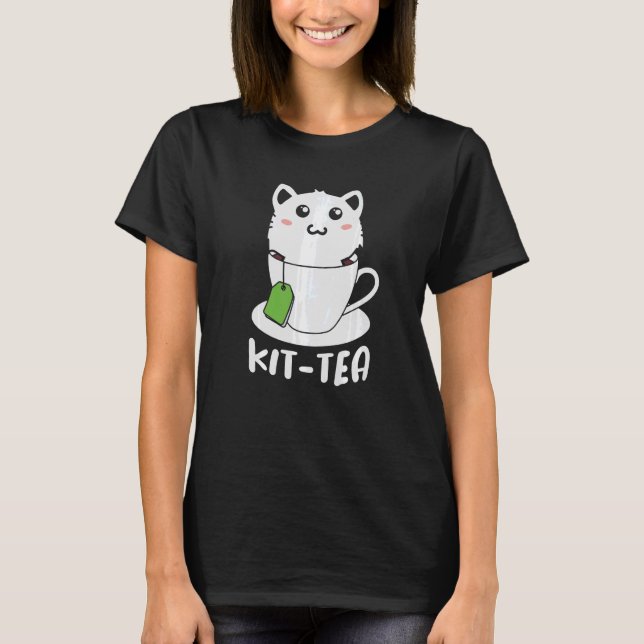 T-shirt Kit rétro Tea Kitten Cat Tea Drinker Tea Pun (Devant)