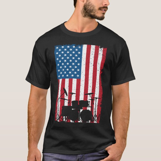 T-shirt Kit tambour American Flag 4 juillet (Devant)