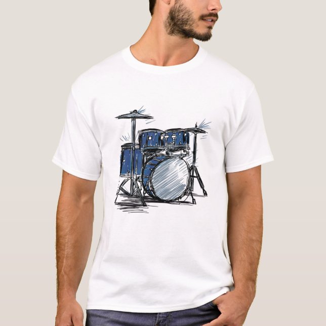 T-shirt Kit tambour Sketch Music (Devant)