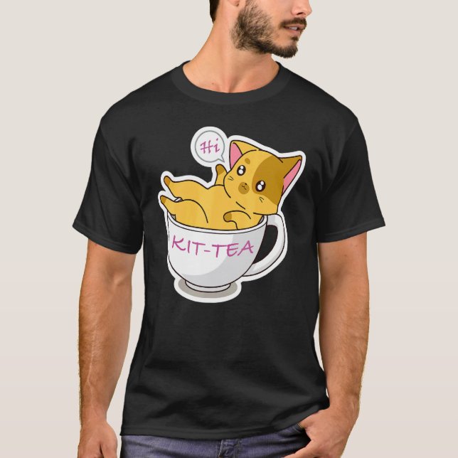 T-shirt Kit Tea Cat  Mignon Et  Chat 3 (Devant)