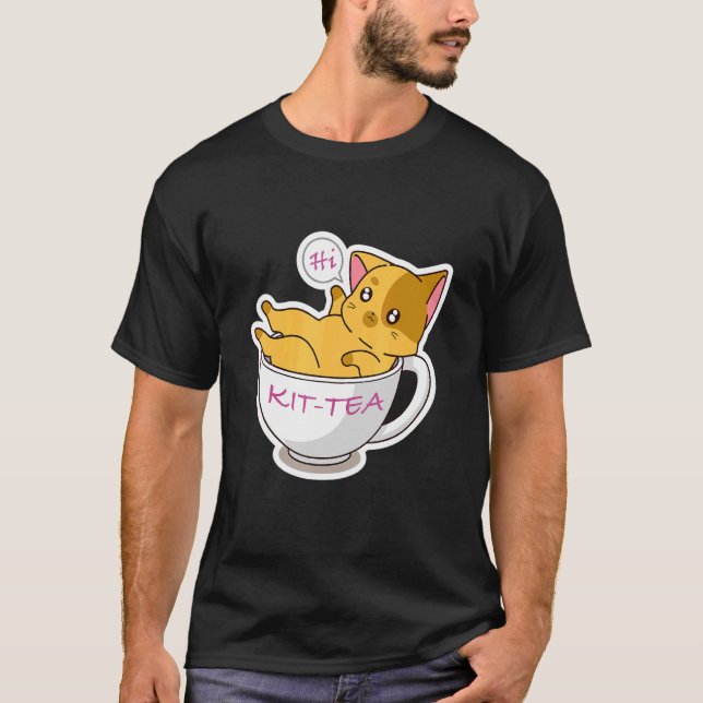 T-shirt Kit Thé Chat Cute Et Chat 5 (Devant)