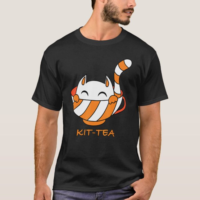 T-shirt Kit Thé Chat Cute Et Chat 7 (Devant)