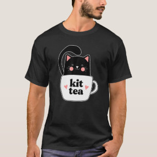 T-shirt Kit Thé Noir Kitty Chat Amateurs de Thé de Mug