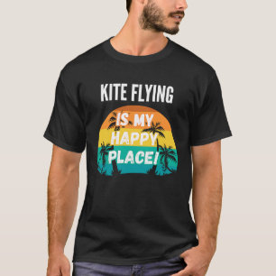 T-shirt Kite Flying Est Mon Happy Place Vintage Retro Suns