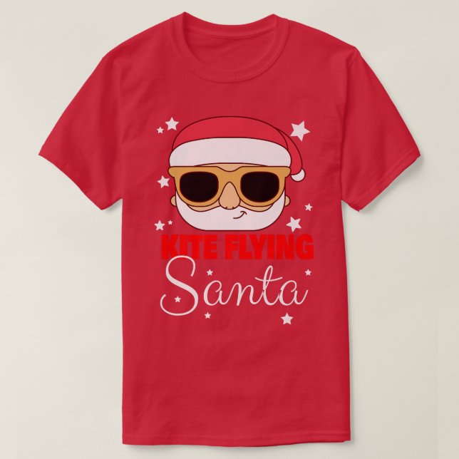 T-shirt Kite Flying Santa Claus Christmas Holiday Kite Fly (Design devant)