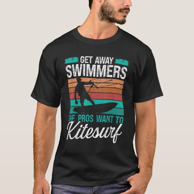 T-shirt Kiteboarder Humor Get away Swimmers Funny Kitesurf (Devant)
