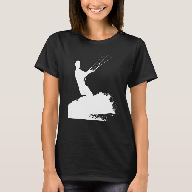 T-shirt Kiteboarder Riding A Wave White Silhouette (Devant)
