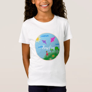 T-Shirt Kites et Girl Dessin Nom de l`enfant