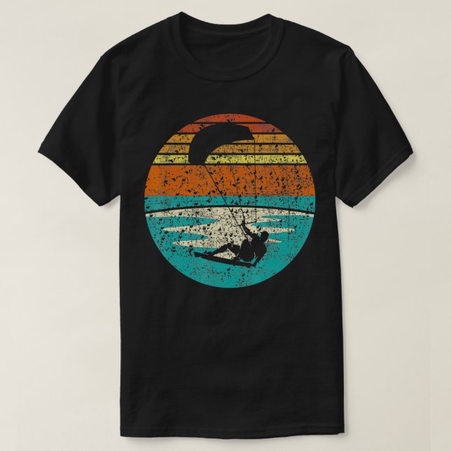 T-shirt Kitesurf Retro Vintage Surfboard Kiteboard Kite (Design devant)