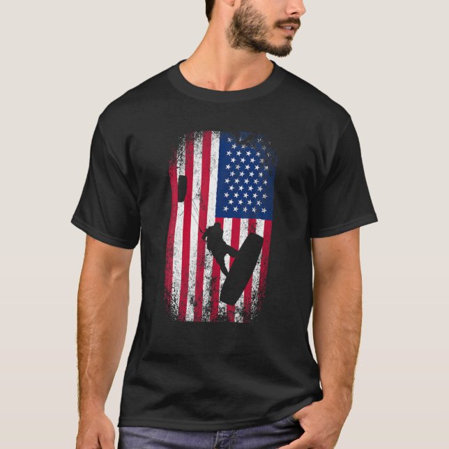 T-shirt Kitesurf Surfer Silhouette Avec Cool Distressed (Devant)