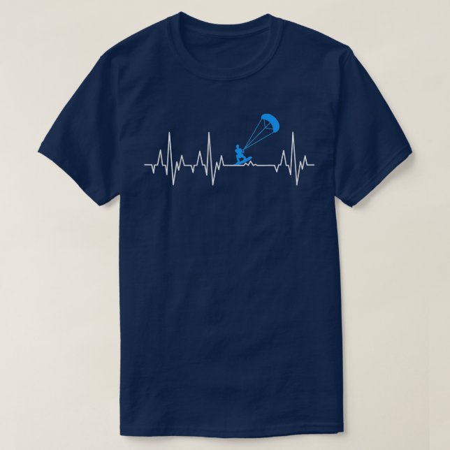 T-shirt Kitesurfer Heartbeat Kitesurf EKG Kiteboarding (Design devant)