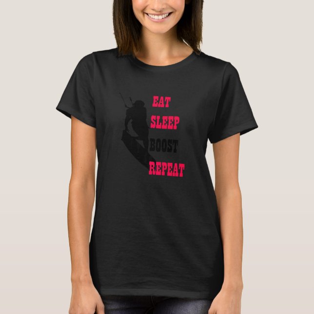 T-shirt Kitesurfer Vie Manger Boost Dormir Répéter Rouge E (Devant)